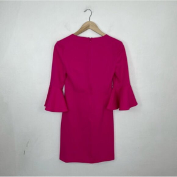 Trina Turk Barbie Pink Bell Sleeve V-Neck Sheath Dress NWOT Size 12 - Picture 4 of 10
